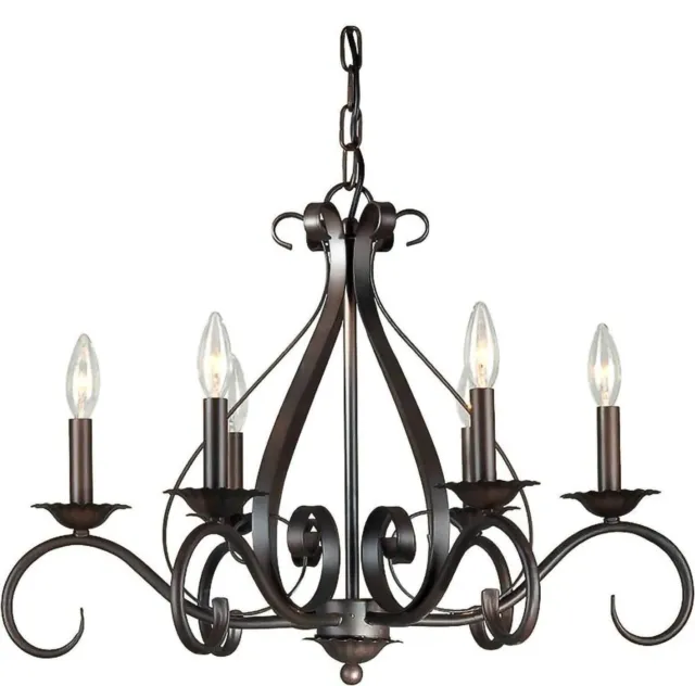 Chandelier Wrought Iron Classic 6 Lights Forged Style Antique Rustic Bronzed