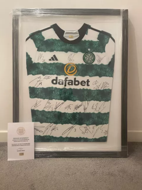 23/24 Celtic F.C Shirt Framed and Signed by CURRENT squad & Brendan Rodgers COA