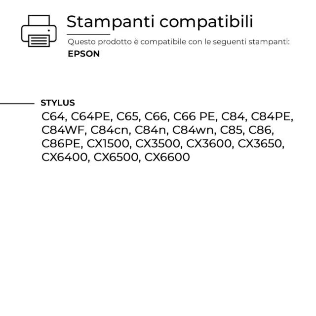 10 Cartucce Per Stampanti Epson Stylus Cx3650 Cx 3650 T0441 T0442 T0443 T0444 3