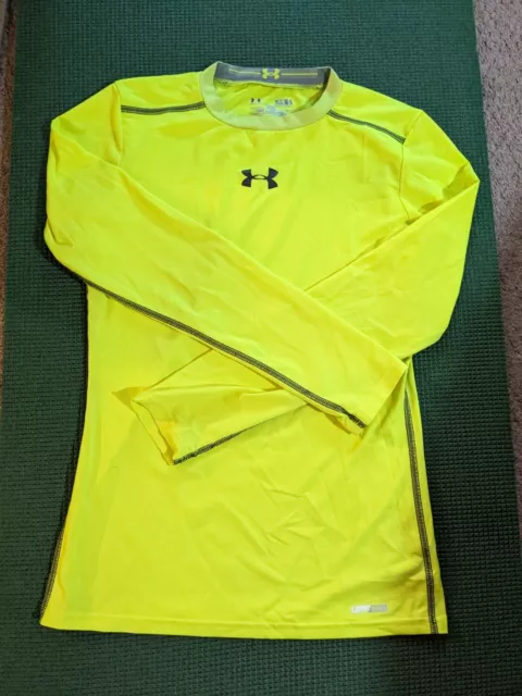 Under Armour Fitted Heatgear Youth Large Yellow Long Sleeve Athletic Shirt