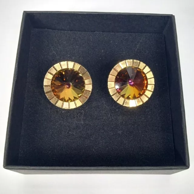 Vintage Iridescent Gold Tone Cufflinks