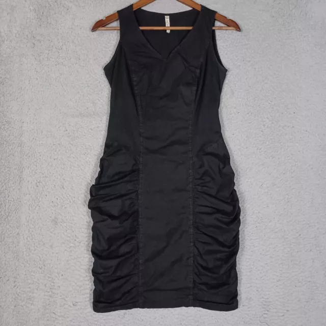 XCVI Bodycon Dress Women’s XS Black Ruched Sleeveless Knee Length Cocktail USA