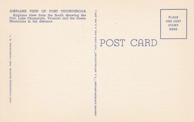 Airplane View of Fort Ticonderoga, New York c1934 Linen Postcard 2
