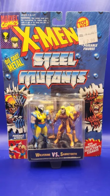 NEW IN BOX 1994 ToyBiz X-Men Steel Mutants Die Cast Meta WOLVERINE VS SABRETOOTH