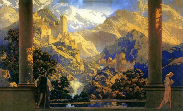 Romance, Maxfield Parrish, 14" X 23" Art Nouveau giclee print