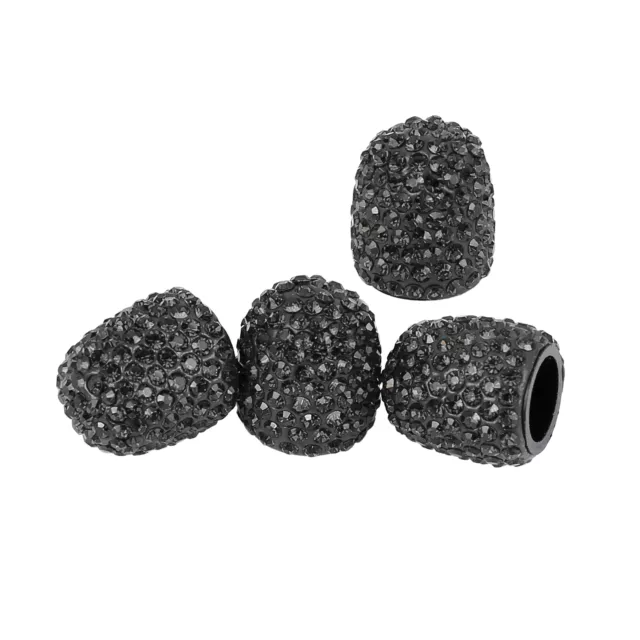 4PCS Vanne Tige Capuchons Bling Faux Cristal Voiture Pneu Vanne Capuchons Noir