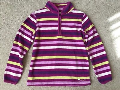 OshKosh Girls Purple Striped 1/4 Zip Long Sleeve Fleece Sweatshirt Size 7 EUC