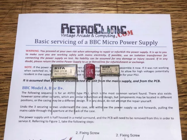 ACORN BBC MICRO & MASTER - HIGH QUALITY POWER SUPPLY 3x CAPACITOR CAP KIT