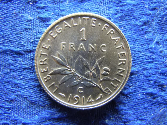 FRANCE 1 FRANC 1914C, KM844.2 AU cleaned