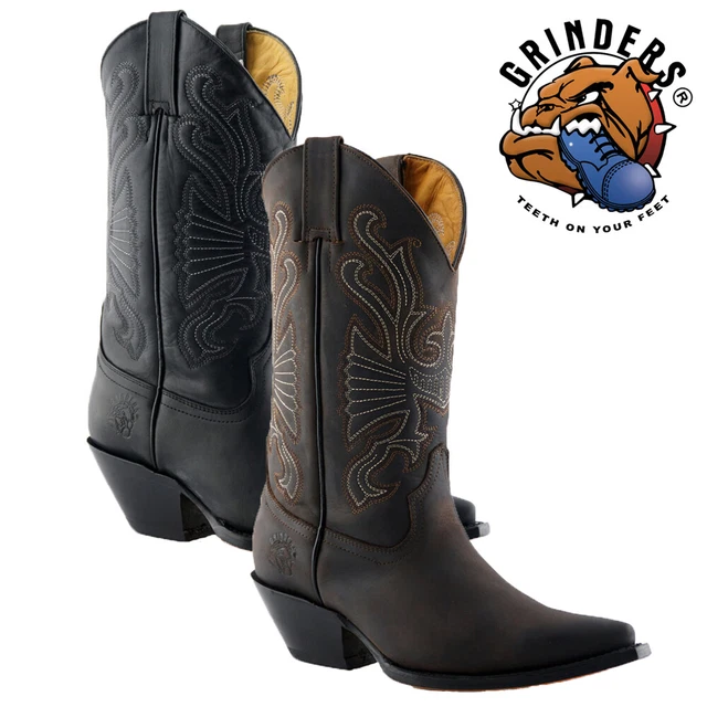 GRINDERS BOOTS LEATHER Cowboy Biker Western Tall Boots Brown Black 6 12 Buffalo 119.95 PicClick UK