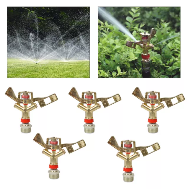 5pcs 3/4" Irrigation Water Impact Sprinkler 360 Rotate Grass Sprayer Garden Lawn