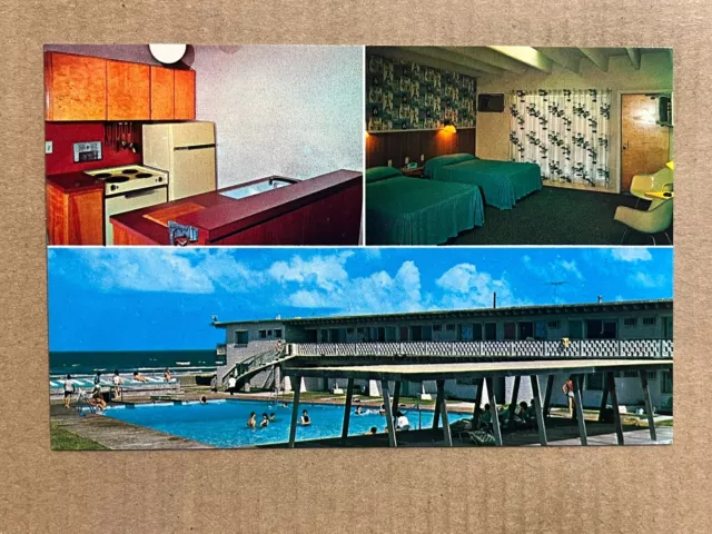 Postcard South Padre Island TX Texas Miramar Resort Motel Pool Vintage Roadside