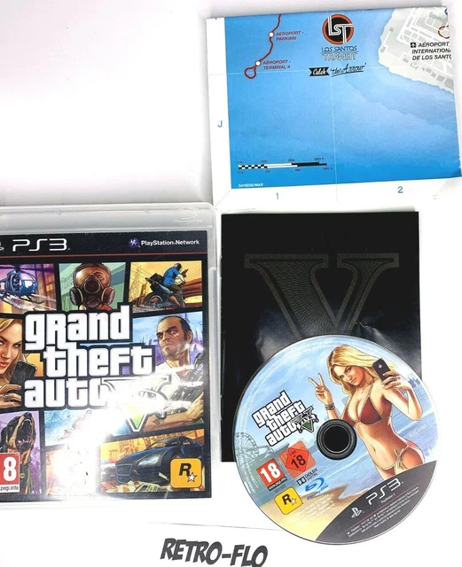 GTA 5 GRAND Theft Auto V + Map Game sony PLAYSTATION PS3 Complete