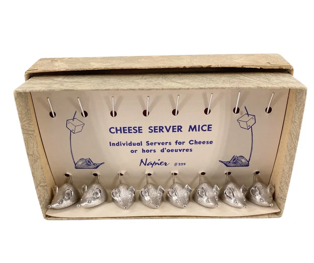 VTG MCM NAPIER 229 Cheese Server Mice Mouse 8pc Hors D’oeuvres