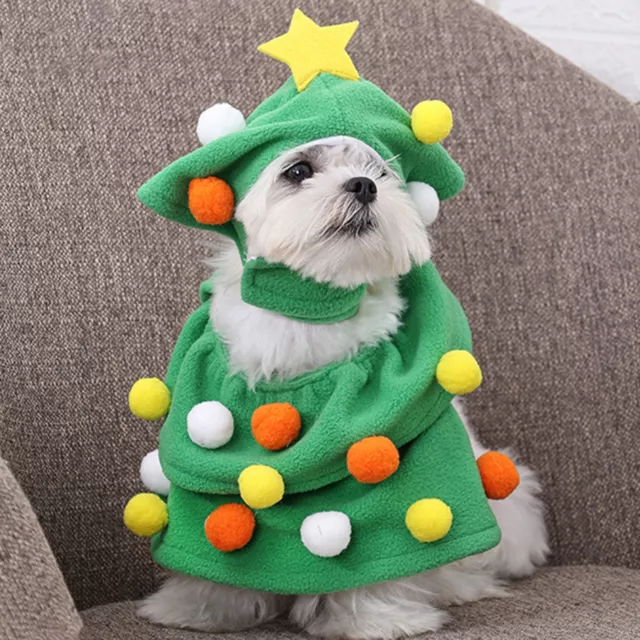 2 teile/satz Weihnachtsbaum-Haustier-Outfit Gelbes Sternen dekor Cosplay Kostüm
