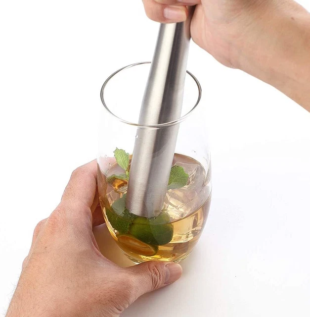 JXS 8.8" 225MM Stainless Steel Cocktail Muddler, Easy to Use Dishwasher Safe Pro