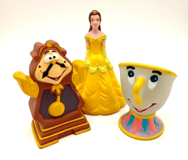 Vintage 1992 Pizza Hut Disney Beauty & The Beast Rubber Hand Puppets