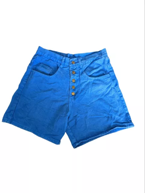 Vintage Watch LA Blue Button Fly High Waist Colored Denim Jean Shorts