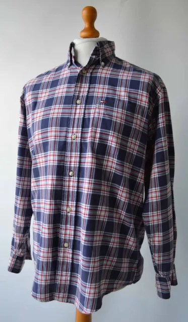 Men's Blue & Red Checked Tommy Hilfiger Long Sleeved Shirt Size S, (may fit M).