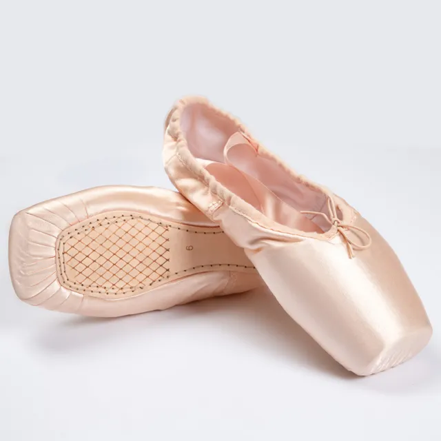 Professional Ballet Pointe Dance Shoes with Ribbons and Toe Pads For Women&Girl