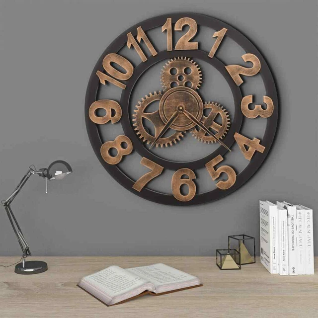 Horloge murale Métal 58 cm Doré et noir