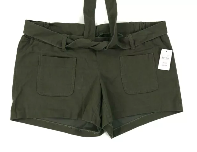 A Pea In The Pod Maternity Under Belly Green Short Shorts Self Tie Wms Lrg New