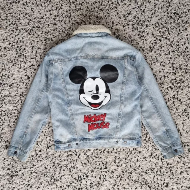 LEVIS DENIM SHERPA Jacket Light Blue Mickey Mouse Disney Trucker XS size 6 39.00 PicClick UK
