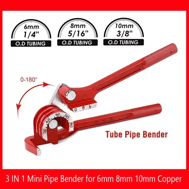 3 In 1 Heavy Duty Mini Pipe Tube Bender 6-8-10Mm Tool 180 Degree Bend