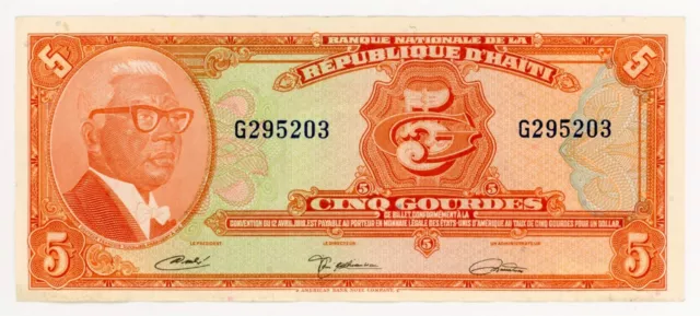 1971 ND Haiti 5 Gourdes P202 AU/UNC #18974