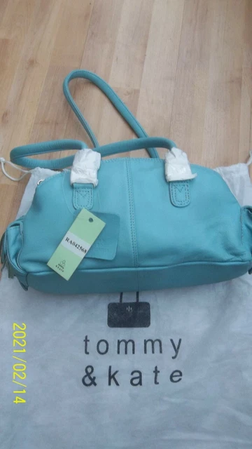 TOMMY KATE Handbag in Turquoise Blue Leather 8.00 PicClick UK