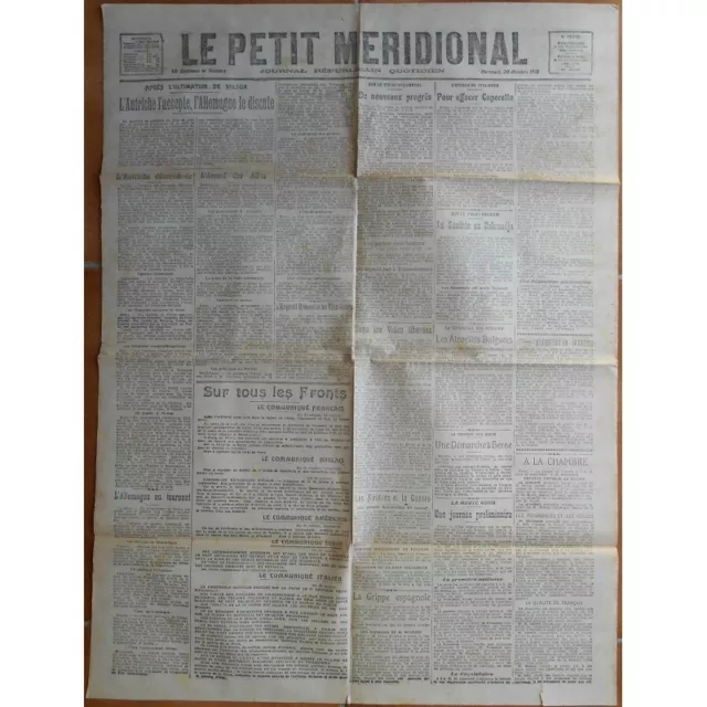 Le PETIT MÉRIDIONAL Espalion Cette Celleneuve Autriche et l'Ultimatum 30 Oct.191