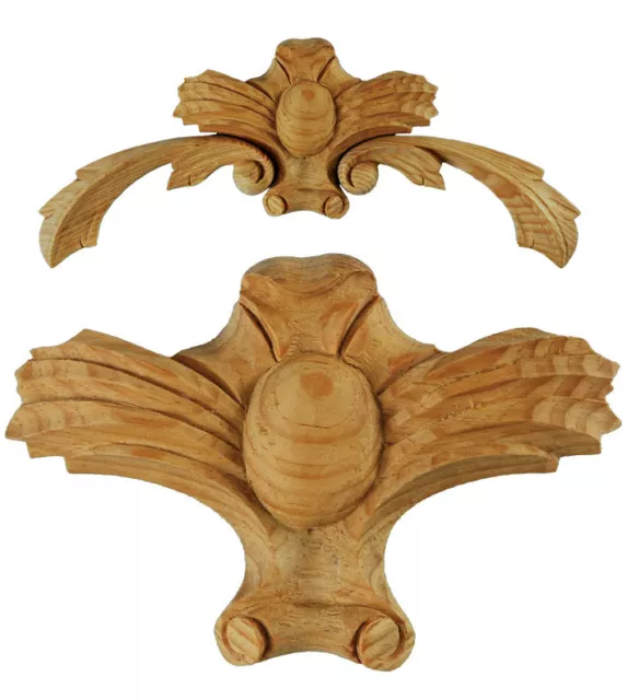 Wood Period Decor Shield Only -Victorian Pediment Applique/ Bed Headboard, PN493