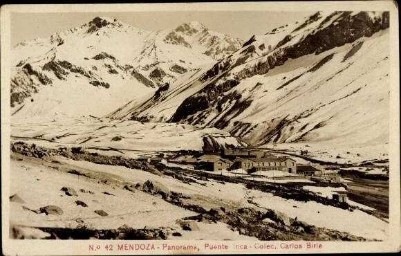 Ak Mendoza Argentinien, Schwefelbad Puente del Inca, Anden, Panorama - 2135302