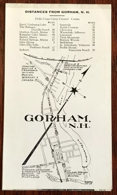 Gorham New Hampshire White Mountains c. 1910 souvenir tourism leaflet w/ map