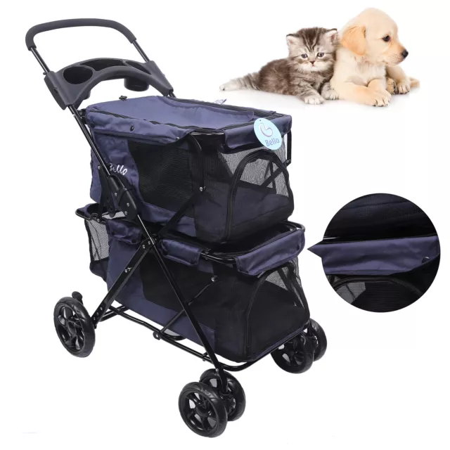 Cochecito plegable 4 ruedas mascotas perro gato cochecito 15 kg
