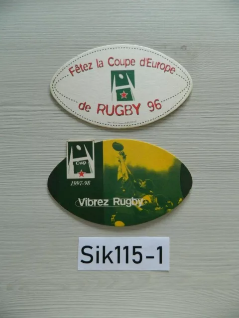 SOUS BOCK comme NEUF Coaster HEINEKEN Coupe d'Europe RUGBY 96 Beer  sous bocks