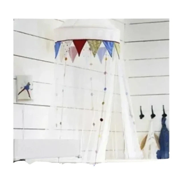 IKEA FABLER BED Canopy Net 94" Long White w/ Multicolor Pendants 17915