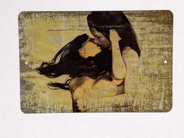 Distressed Lesbian Themed Sublimated Aluminum Sign_Sexy Metal Poster Distressed Lesbian Themed Sublimated Aluminum Sign_Sexy Metal Poster