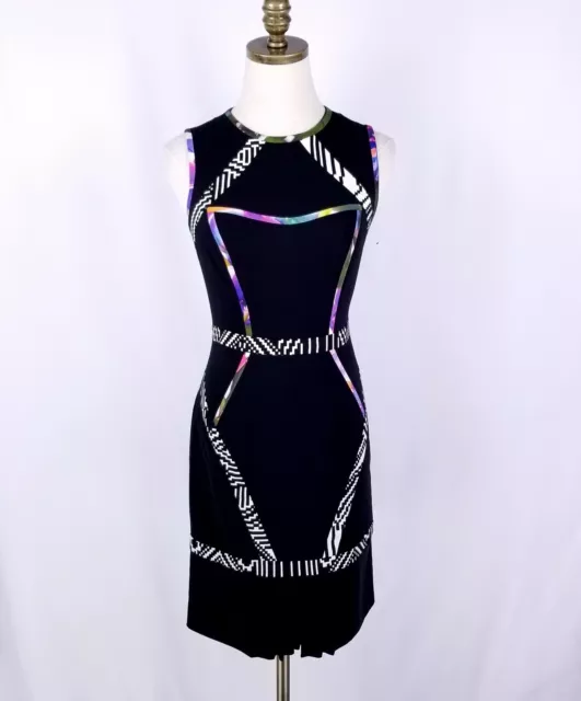 Artelier Nicole Miller Silk Blend Sleeveless Sheath Dress Size 2 Abstract