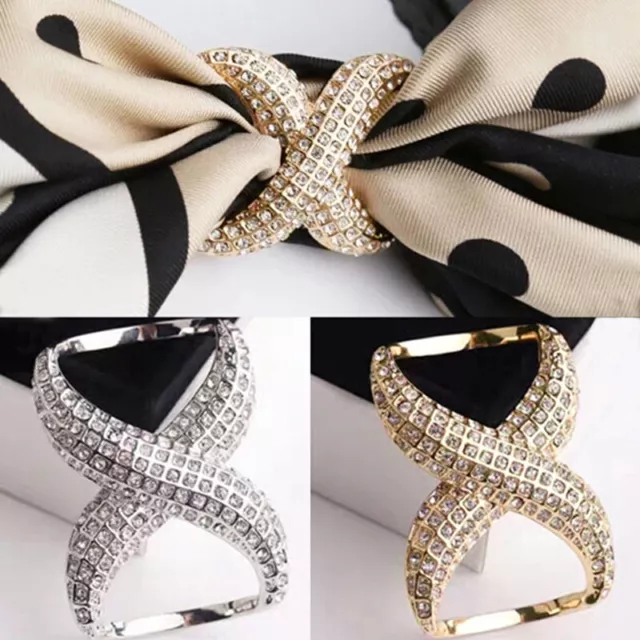 Fashion Crystal Scarf Shawl Buckle Clip Wedding Hoop Brooch Pins Women JeweA'EL