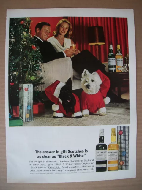 1964 VTG Orig Magazine Ad Black & White Scotch The Answer In Gifts XMAS Scotties