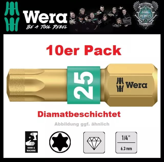 10 Stück WERA Bit 867/1 BDC Torx TX T 10 diamatbeschichtet,Länge 25 mm BiTorsion