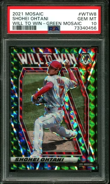 SHOHEI OHTANI 2021 Panini Mosaic Will To Win GREEN PRIZM #WTW8 PSA 10 GEM MINT