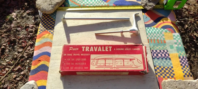 NOS vtg 1950s PACO TRAVALET  in-car  clothes hanger garment hook utility carrier