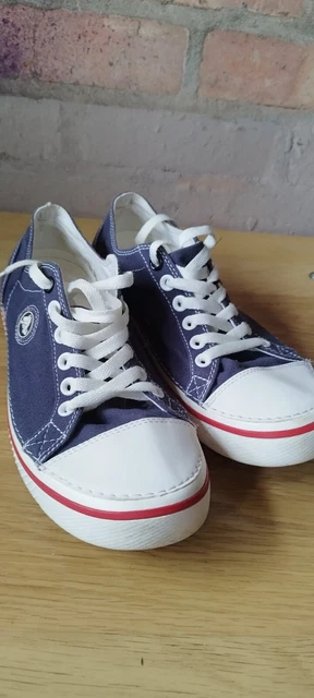 CROCS HOVER BLUE Canvas White Lace Up Low Top Sneakers Uk8 W11 Unisex 19.69 PicClick UK