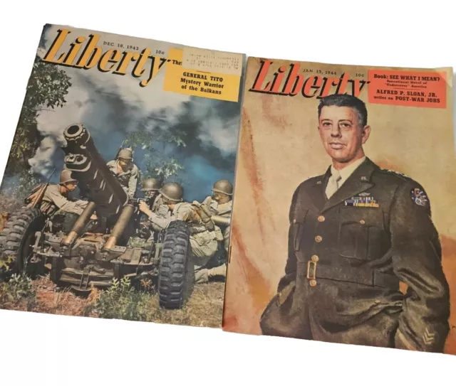 WWII Liberty Magazine 1943 & 1944 Generals George Kenney & Tito Allied Air Force