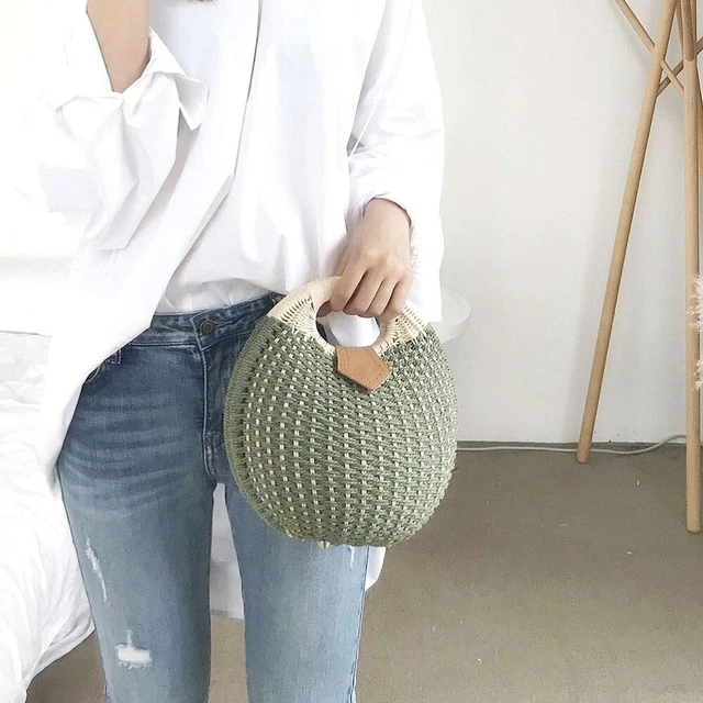 Handbag Rattan Green Handbags Women Straw Purses Women Wallet 12