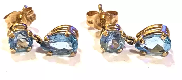 HALLMARKED 10CT GOLD and blue topaz drop earrings 1 gm $31.68 - PicClick