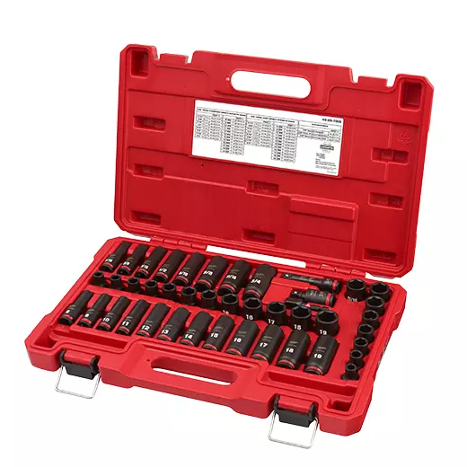 Milwaukee 49-66-7009 3/8 In Drive Impact Socket Set, Metric, Sae, 43 Pc.