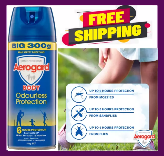 Aerogard BIG 300g Odourless Flies/Insect Repellent Spray 6Hr Protection